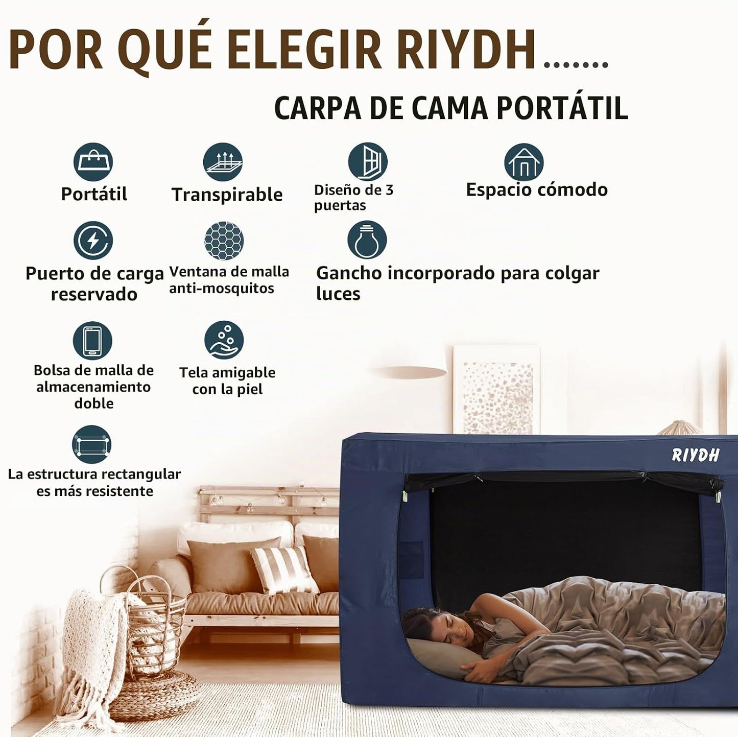 RIYDH Tienda de Cama King Dosel de Cama - Tienda de Ensueño Portáti...