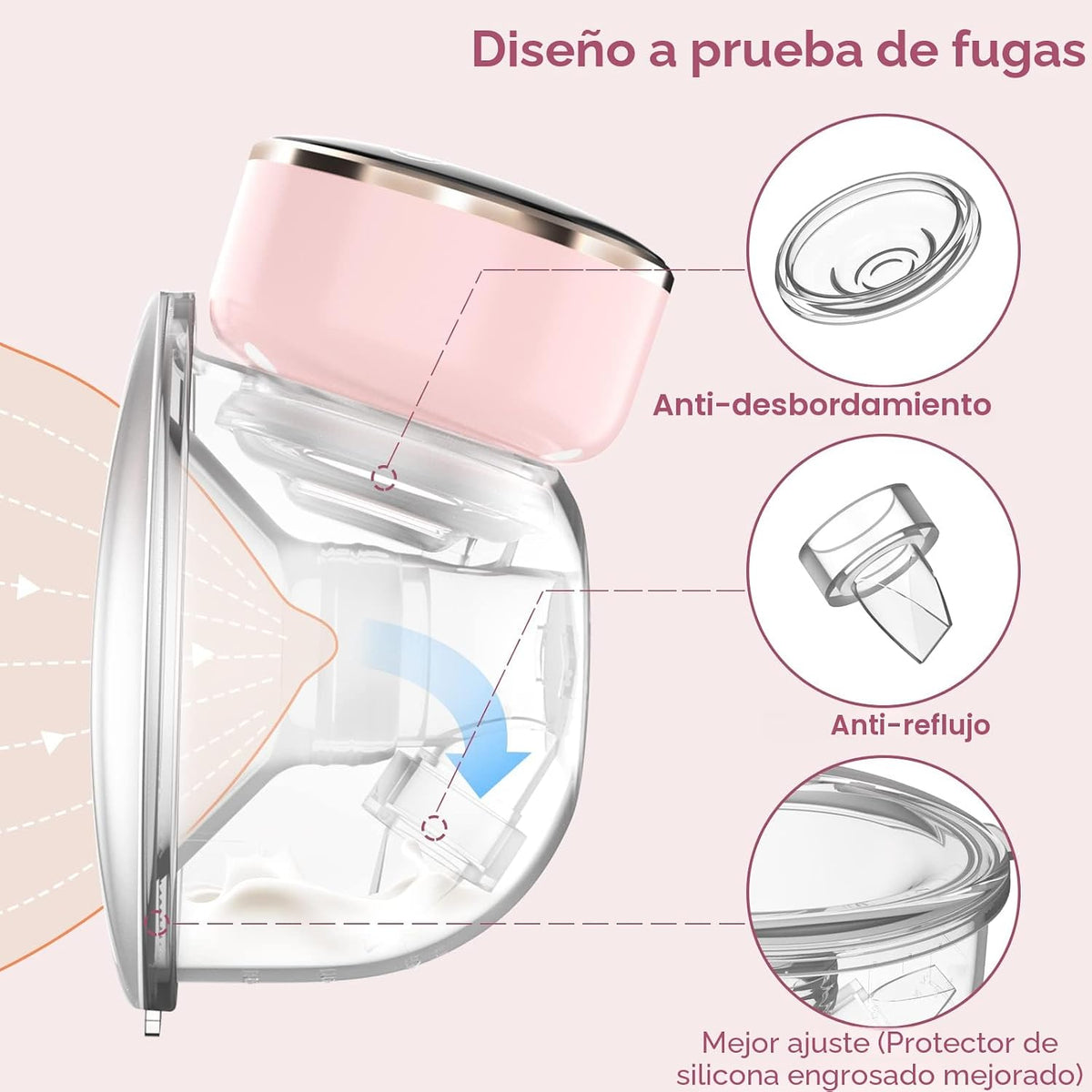 NaNaLazy Extractor de leche portátil manos libres de batería de may...