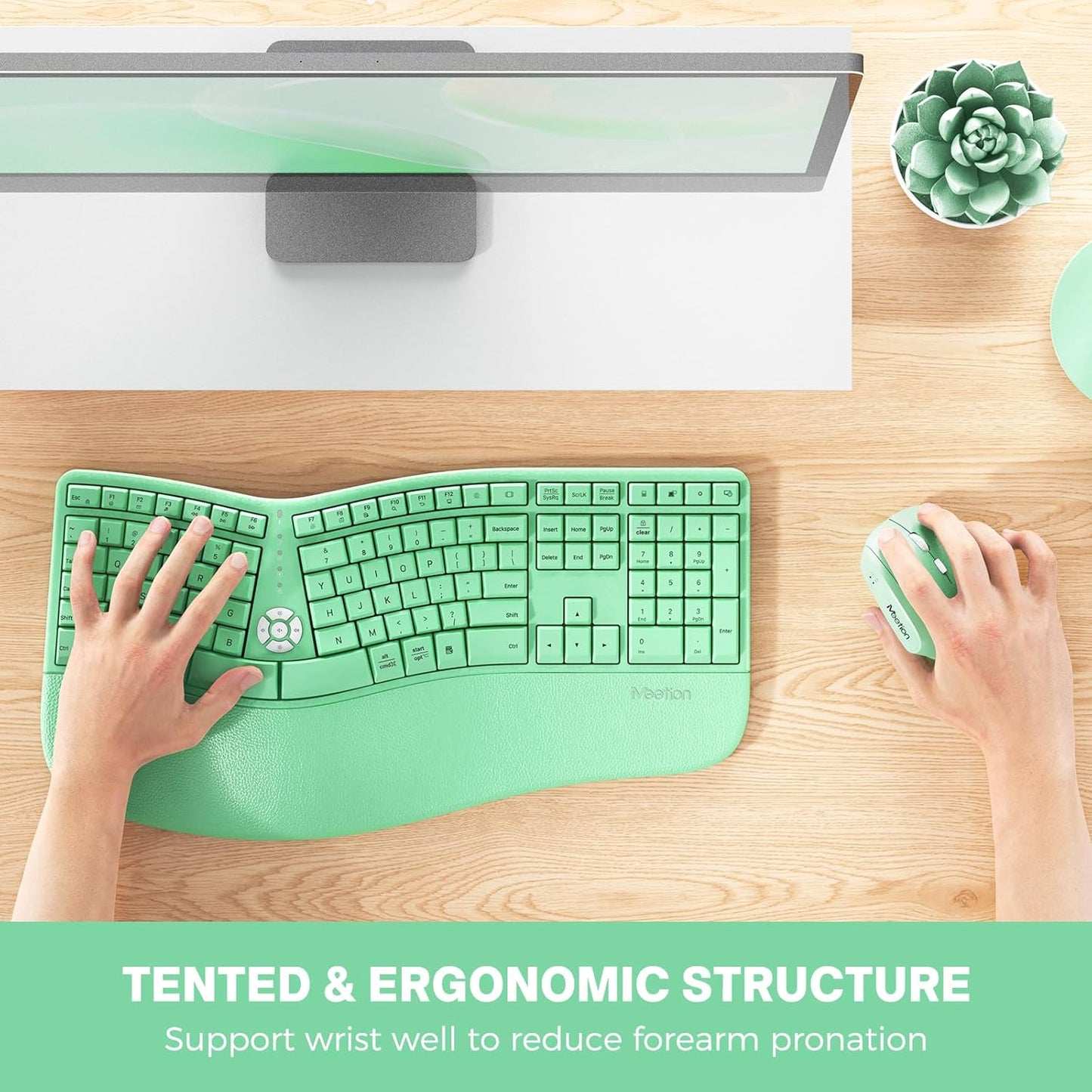 MEETION Teclado y mouse ergonómicos, teclado inalámbrico con mouse...