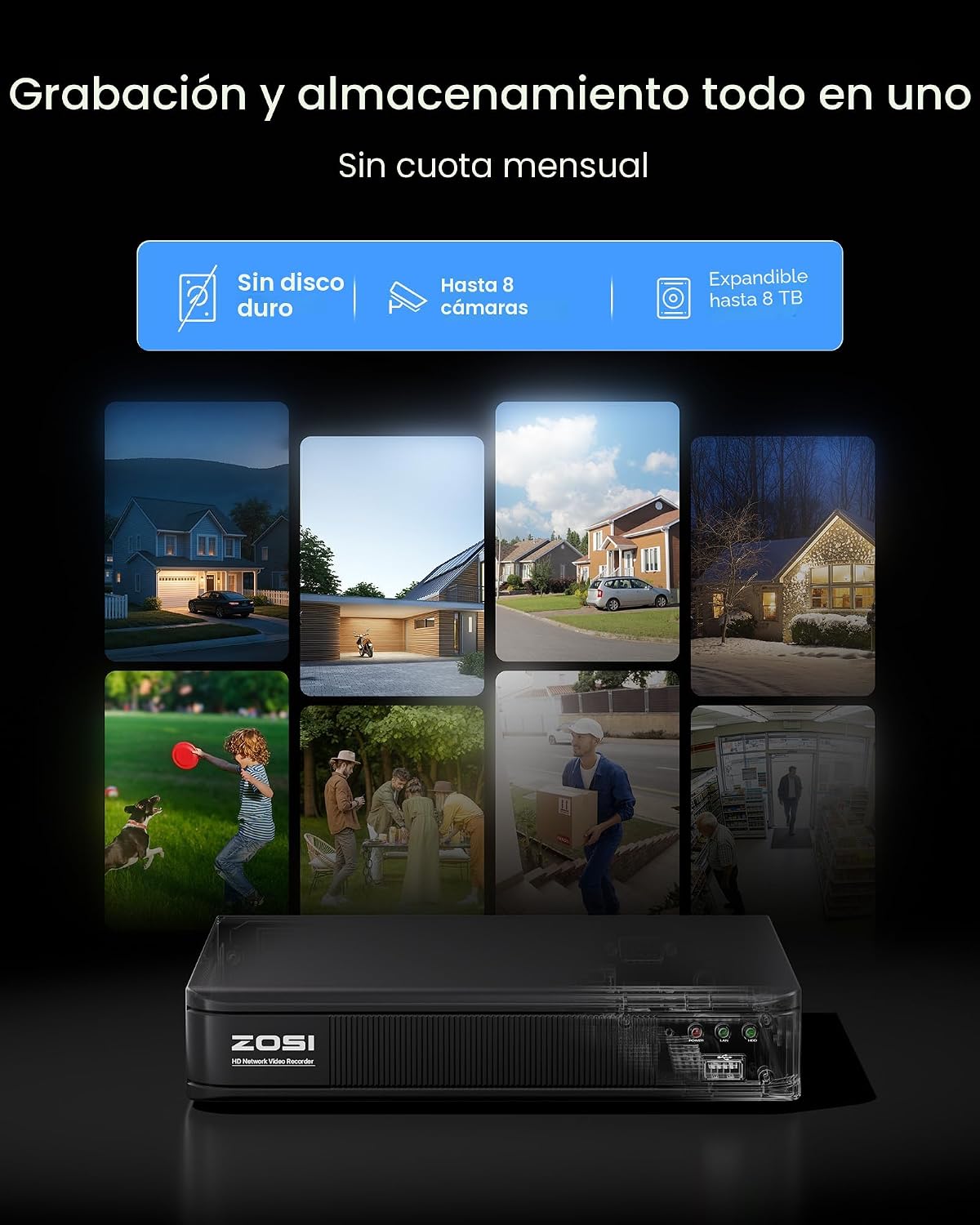 Sistema de cámaras de seguridad ZOSI 1080P H.265+ para el hogar, 5M...