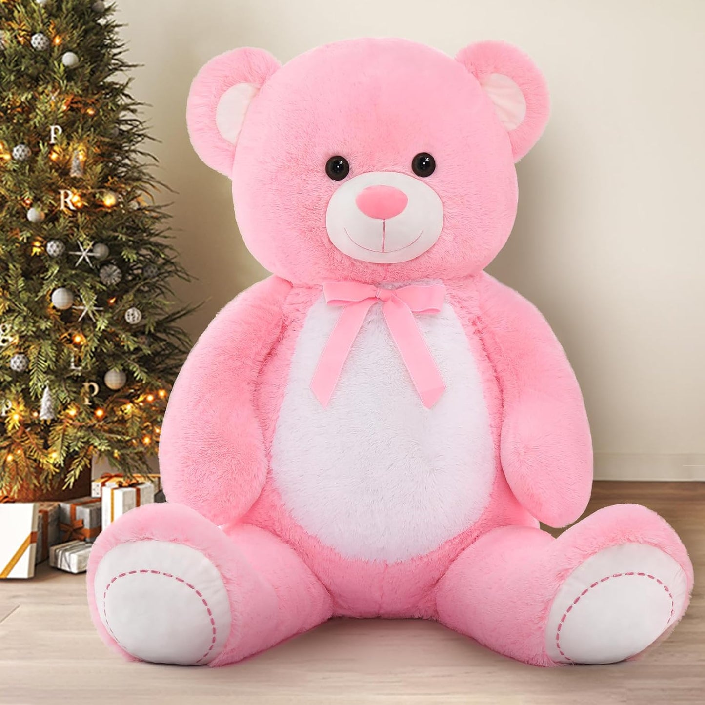 MorisMos Oso de peluche gigante de 4 pies, 51 pulgadas, oso rosa gr...