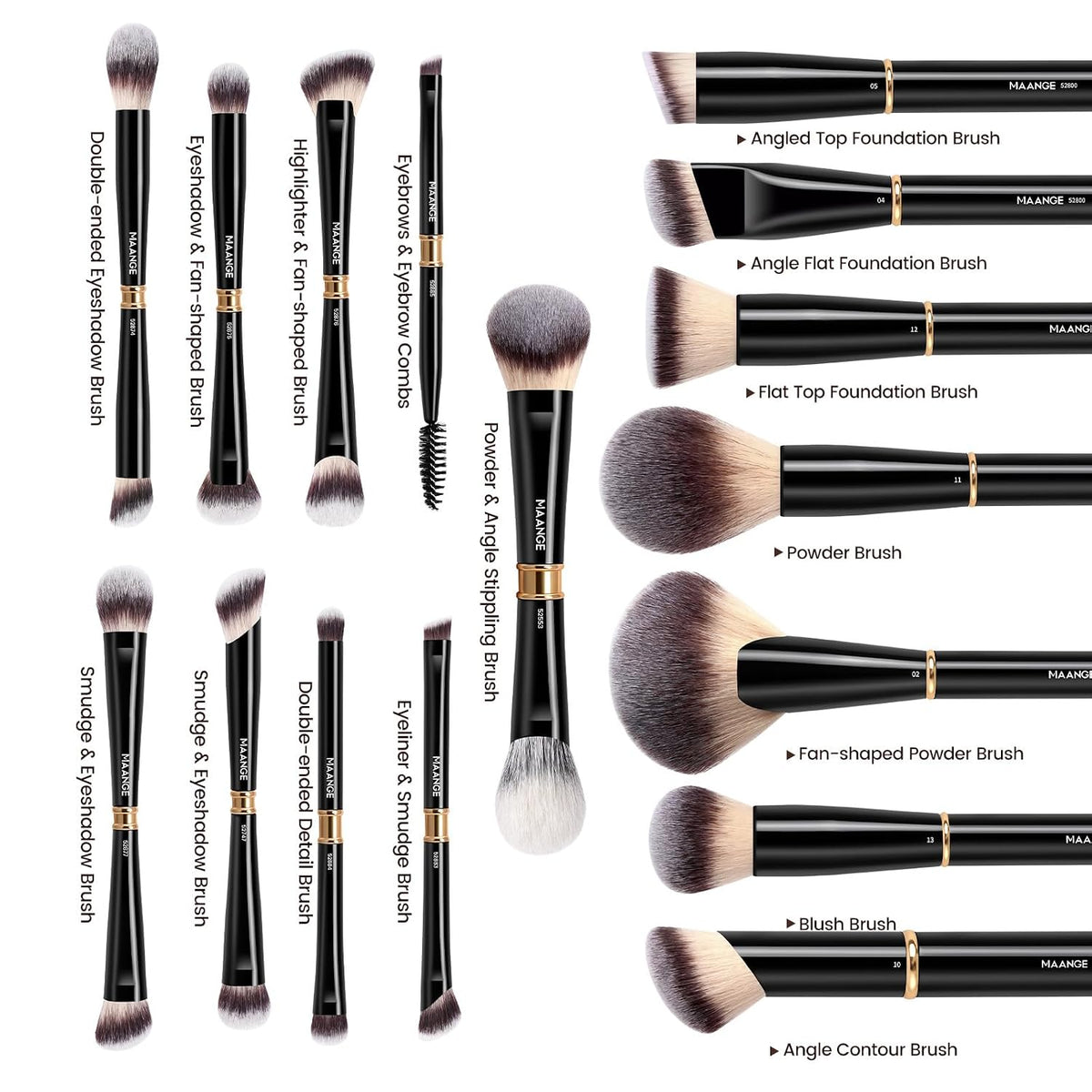 MAANGE Set de brochas de maquillaje 16 piezas, juego de brochas pro...
