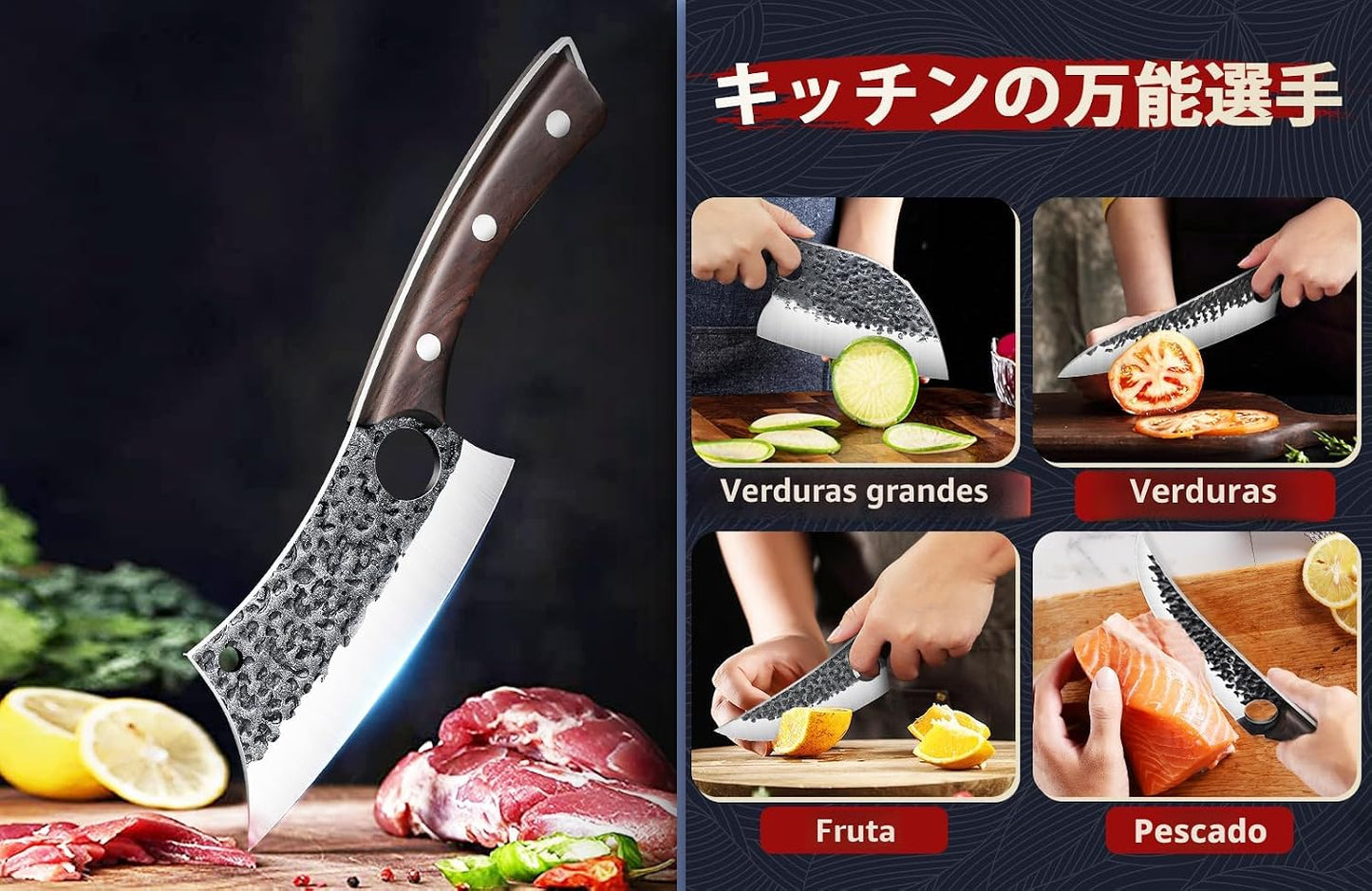 DRGSKL Juego de cuchillos de chef serbio - Juego de 10 cuchillos fo...