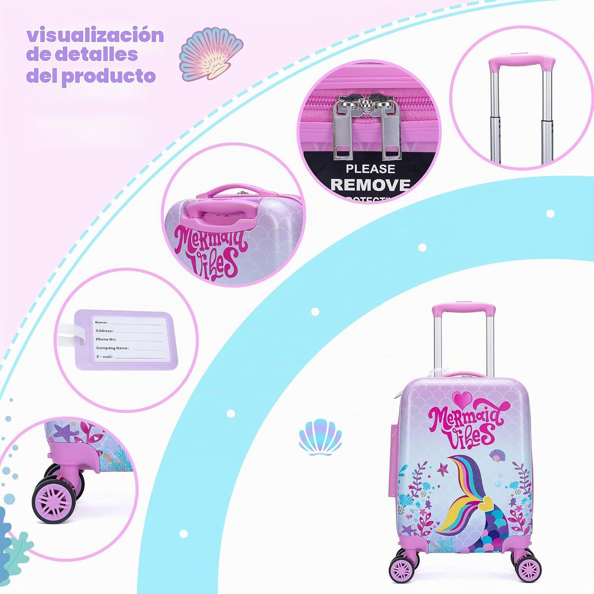 Homskiii Juego de maletas para niños, 5 piezas, juego de maletas, e...