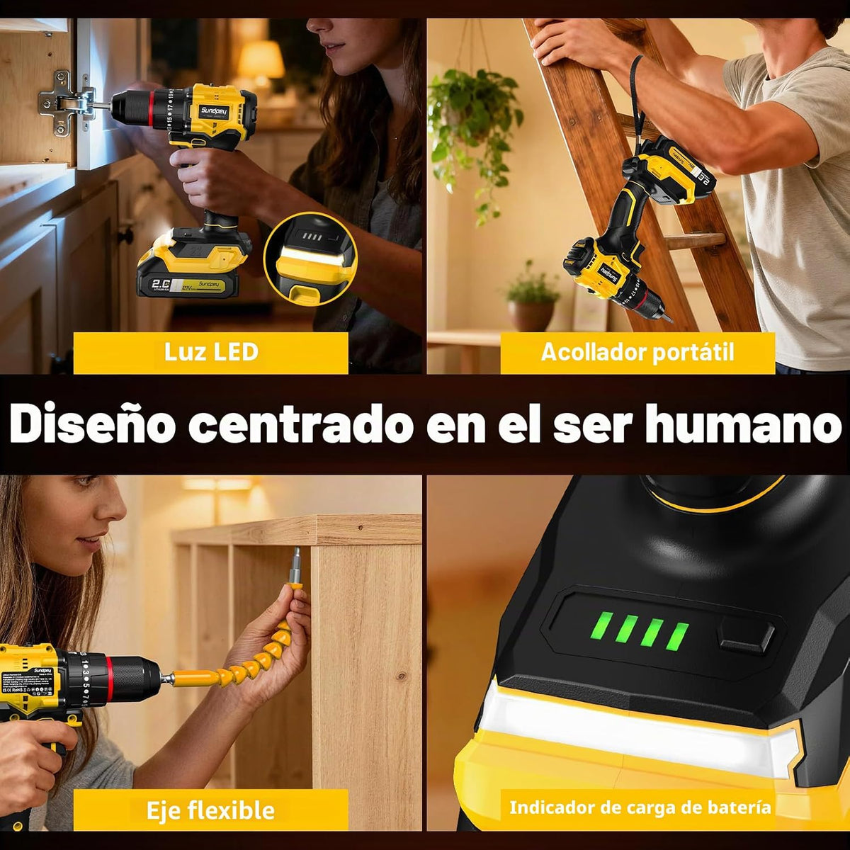 Sundpey Juego de taladro inalámbrico sin escobillas de 620 pulgadas...