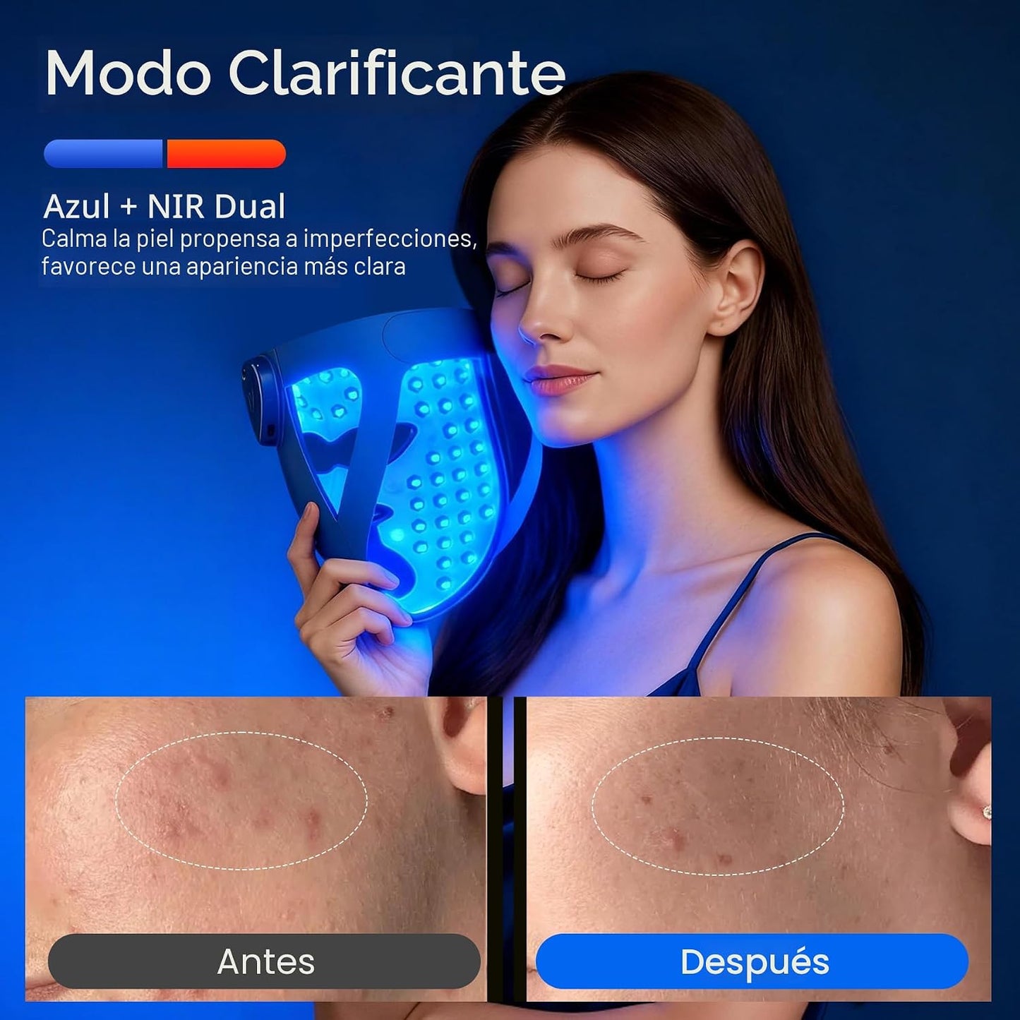 INIA Máscara inalámbrica de terapia de luz roja GLOW 4D para cara,...