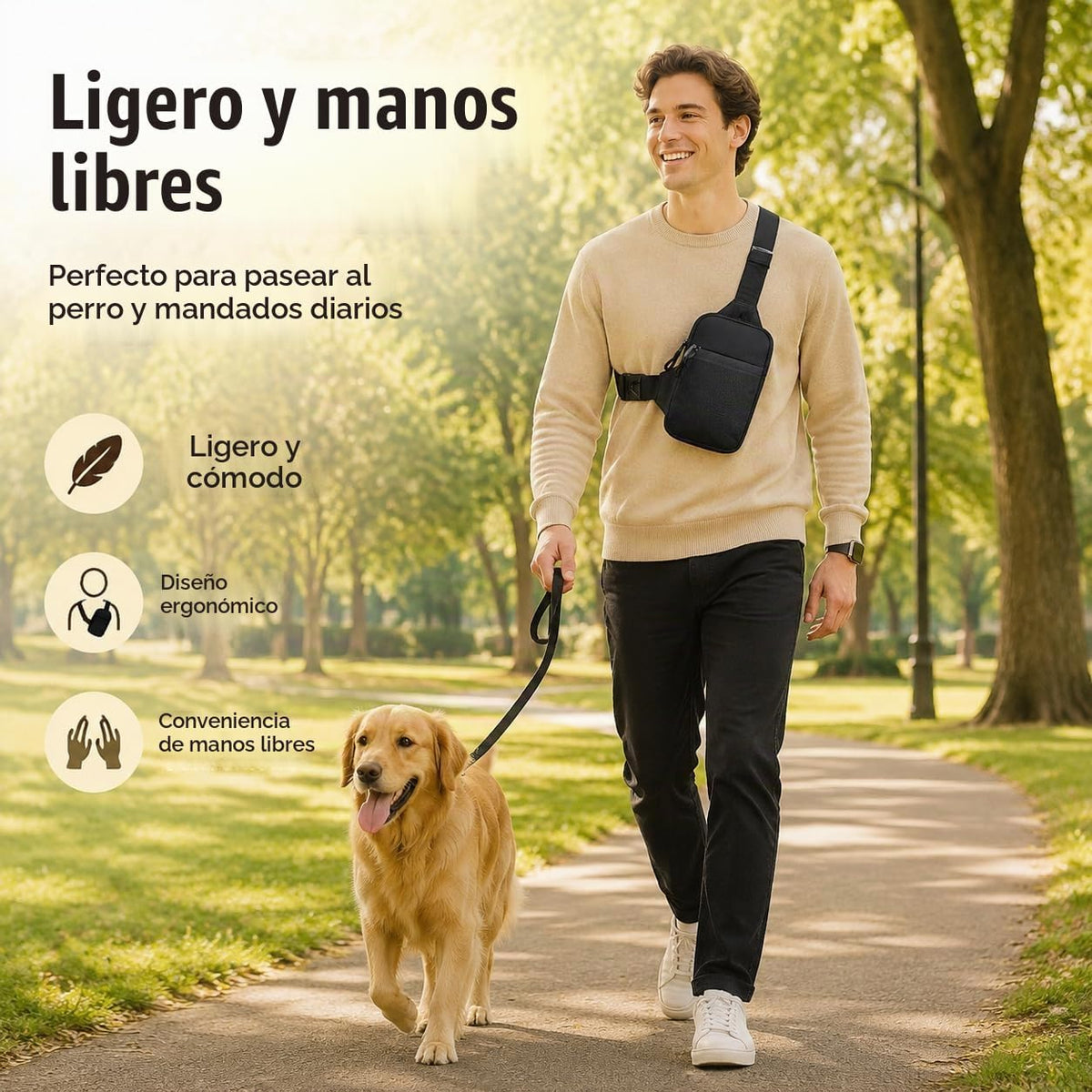 Simptech Mini bolsa cruzada \u2013 Riñonera de doble bolsillo resis...