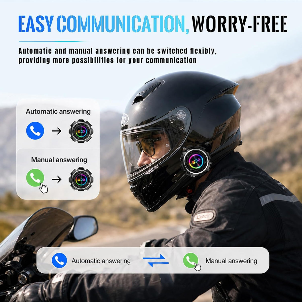 UouNeaCo Auriculares Bluetooth para casco de motocicleta, sistema d...