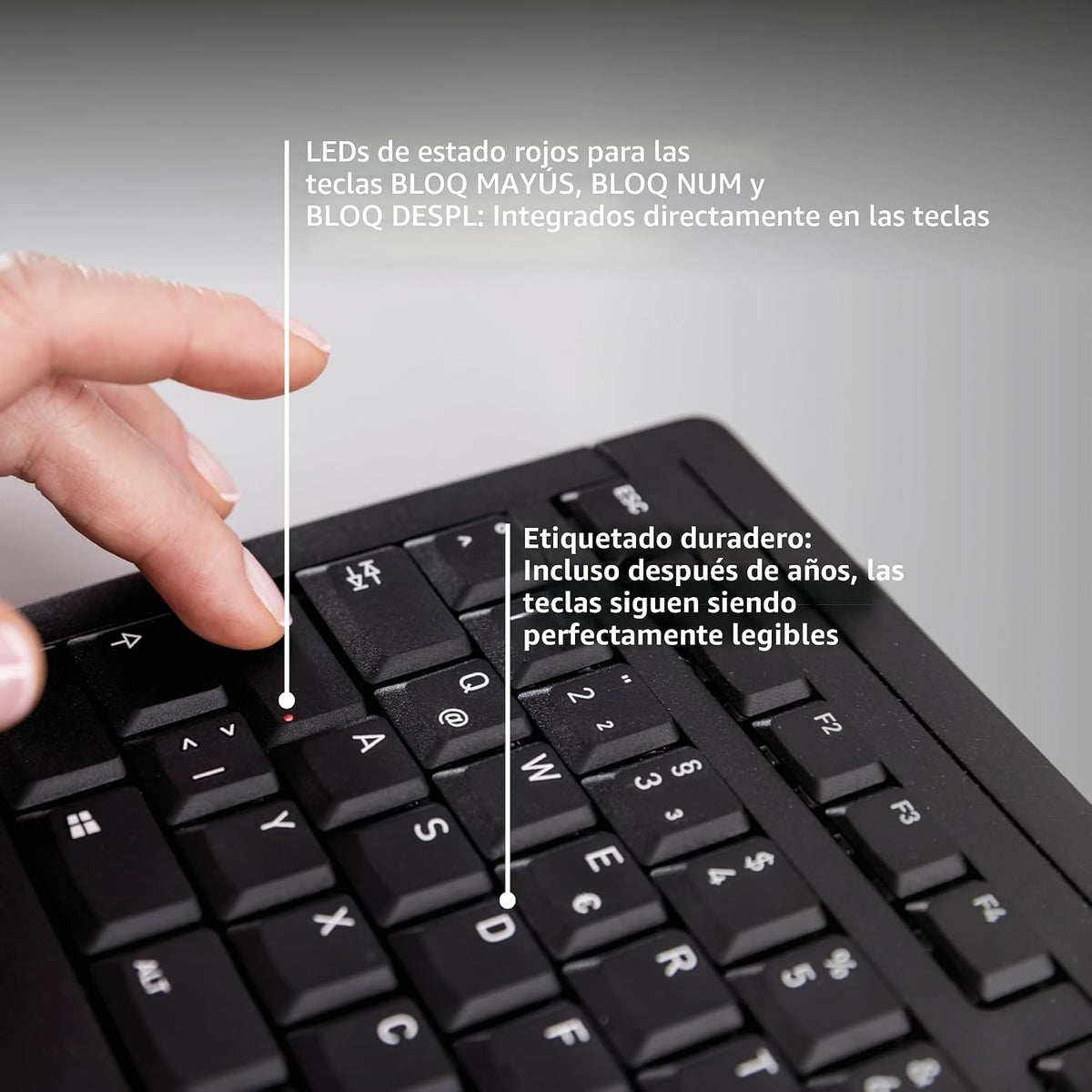 Cherry Teclado Stream | Silencioso delgado con cable | Teclas silen...