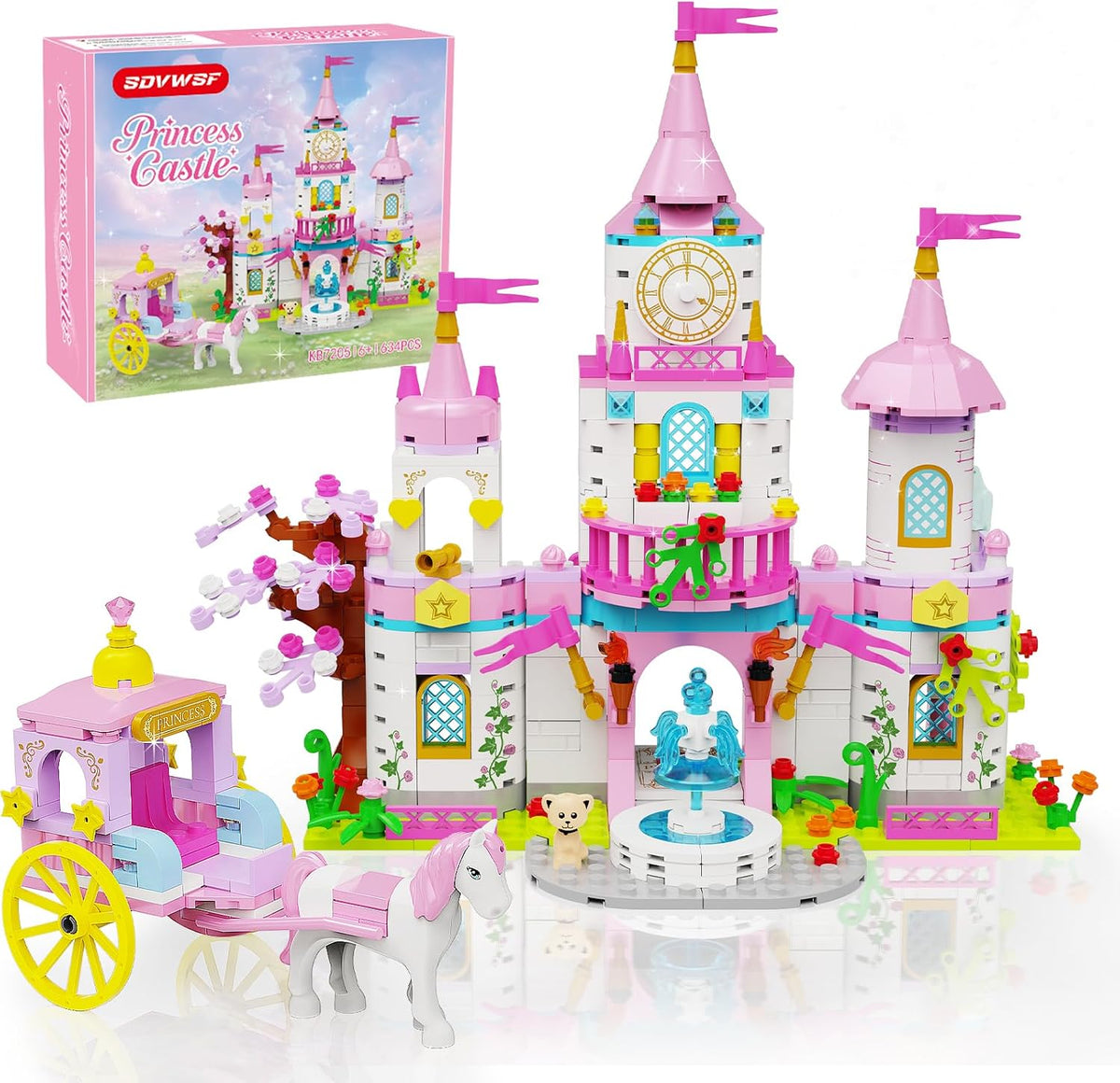 SDVWSF Juego de Bloques de Construcción de Castillo de Princesa par...