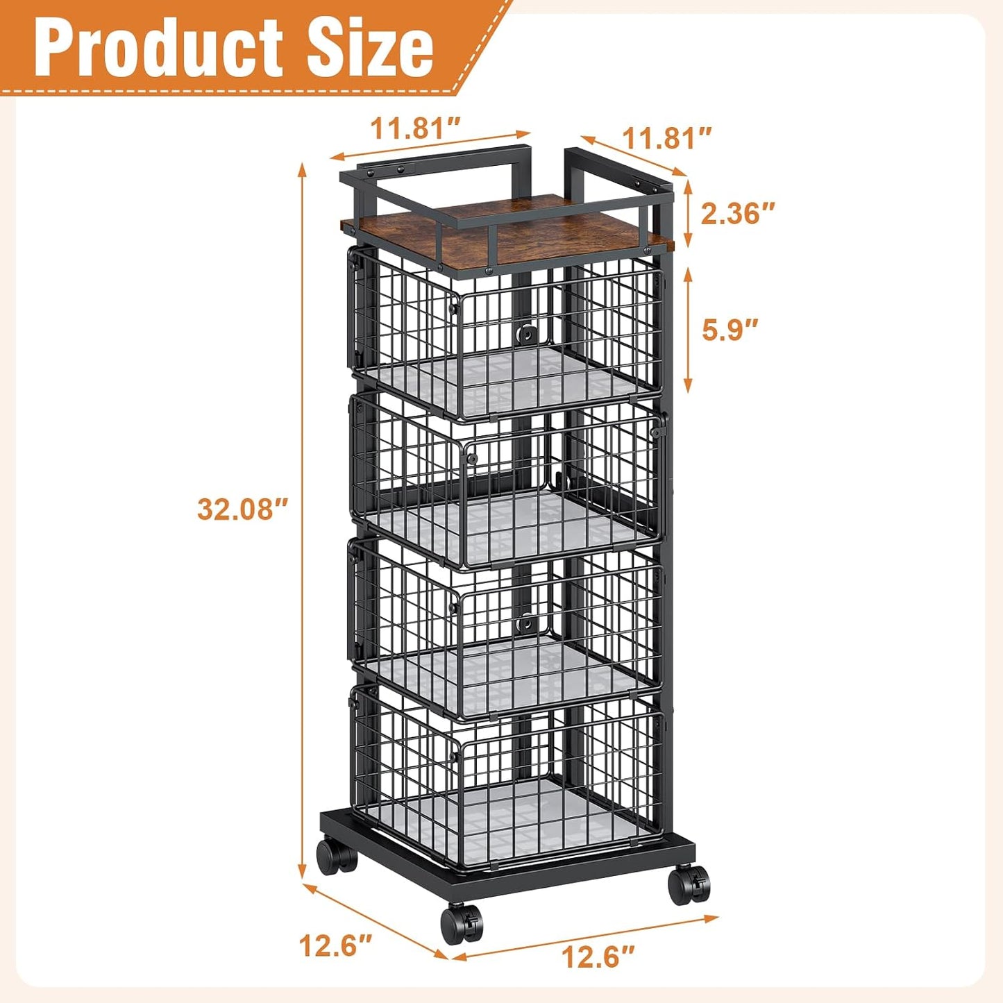 Carrito de almacenamiento de cocina de 4 niveles, carrito de almace...