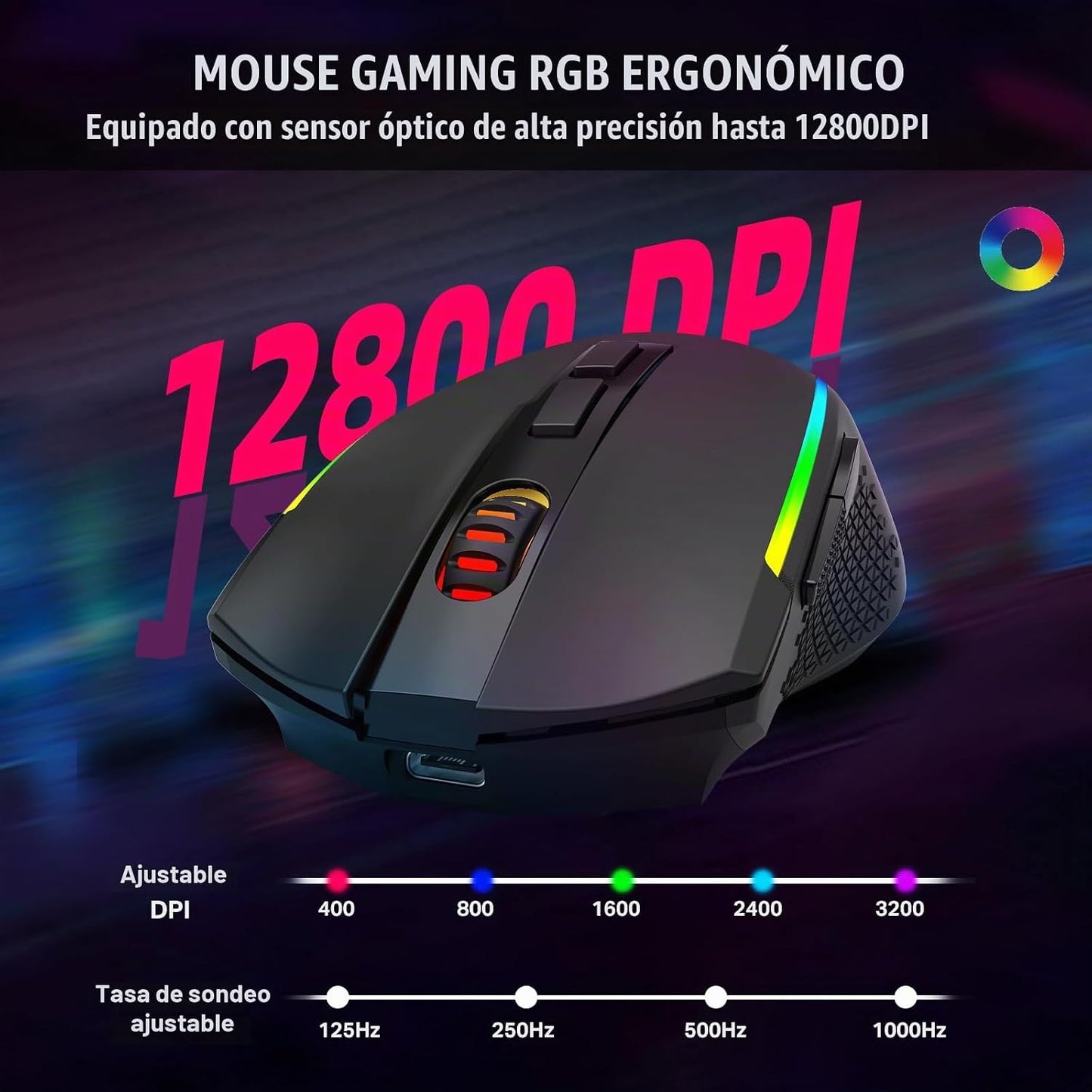 Redragon Combo de teclado y mouse para juegos S162 de 3 modos Wilre...