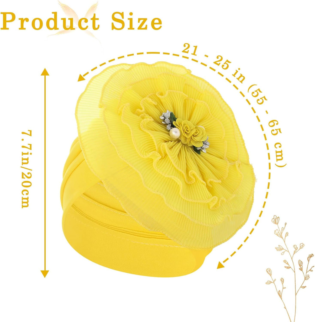 Bohend Gorro de turbantes de flores, nudo de perla, gorro preatado...