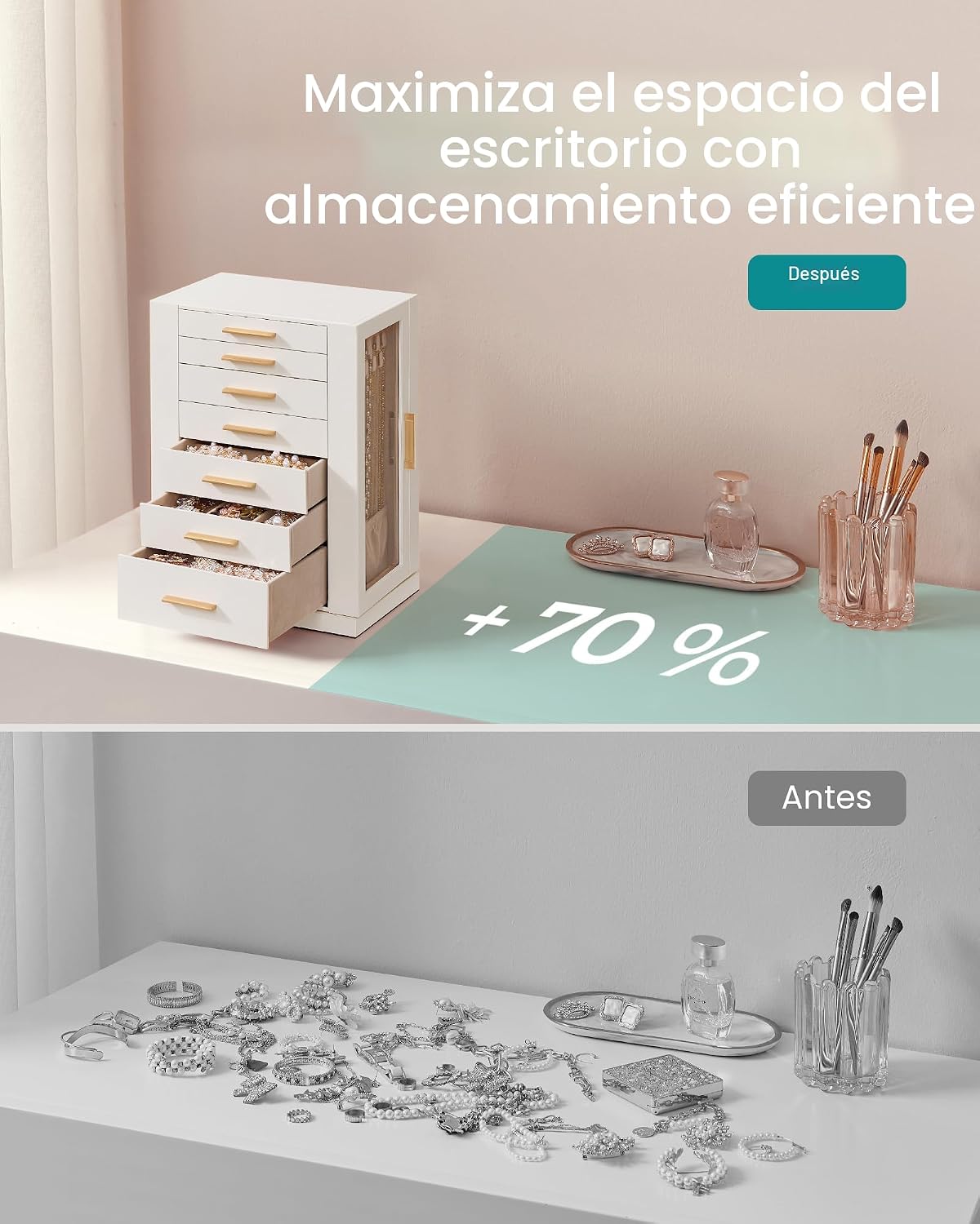 SONGMICS GISELLA Collection - Joyero giratorio de 360°, estuche de...