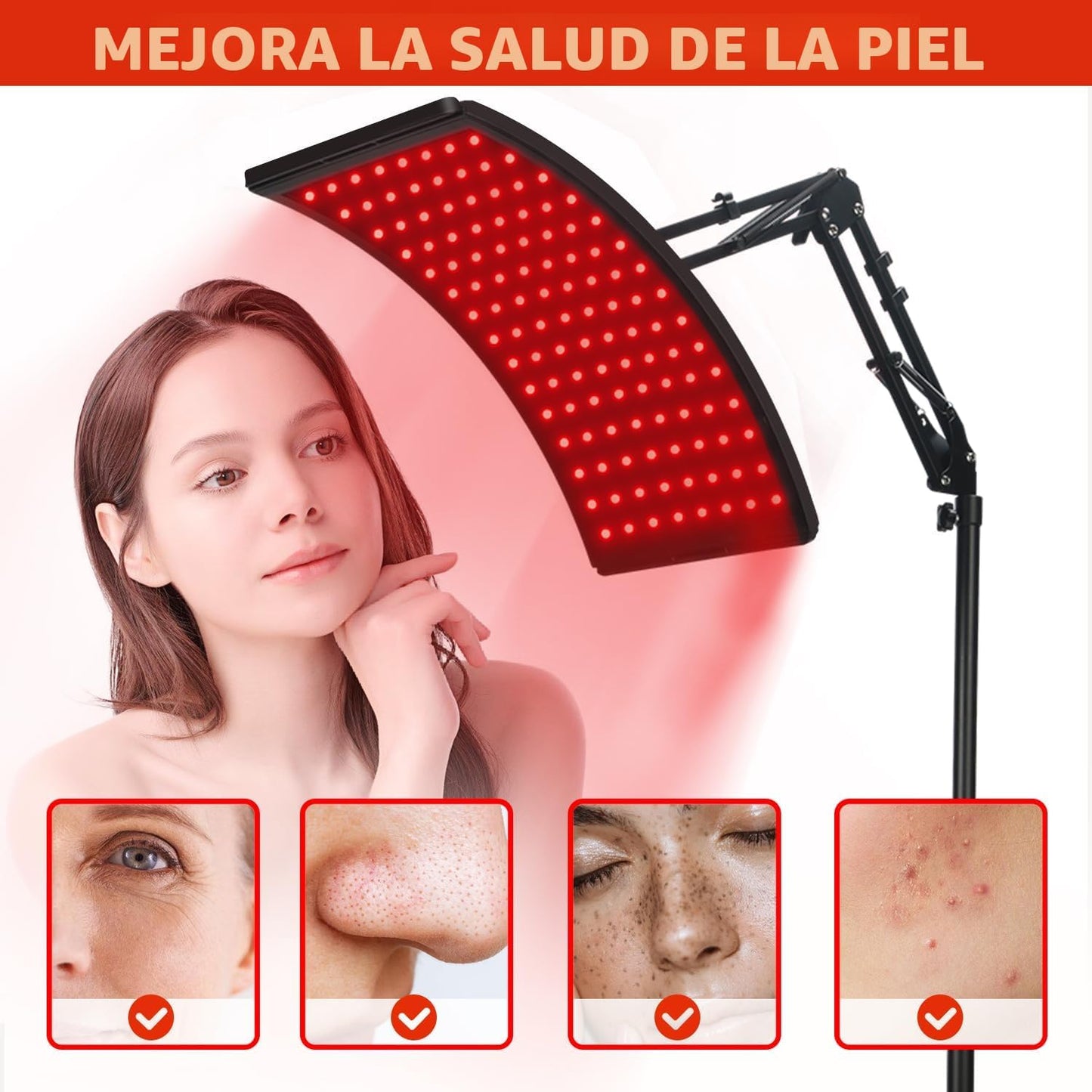 Terapia de luz roja para cara y cuerpo, lámpara de terapia de luz r...