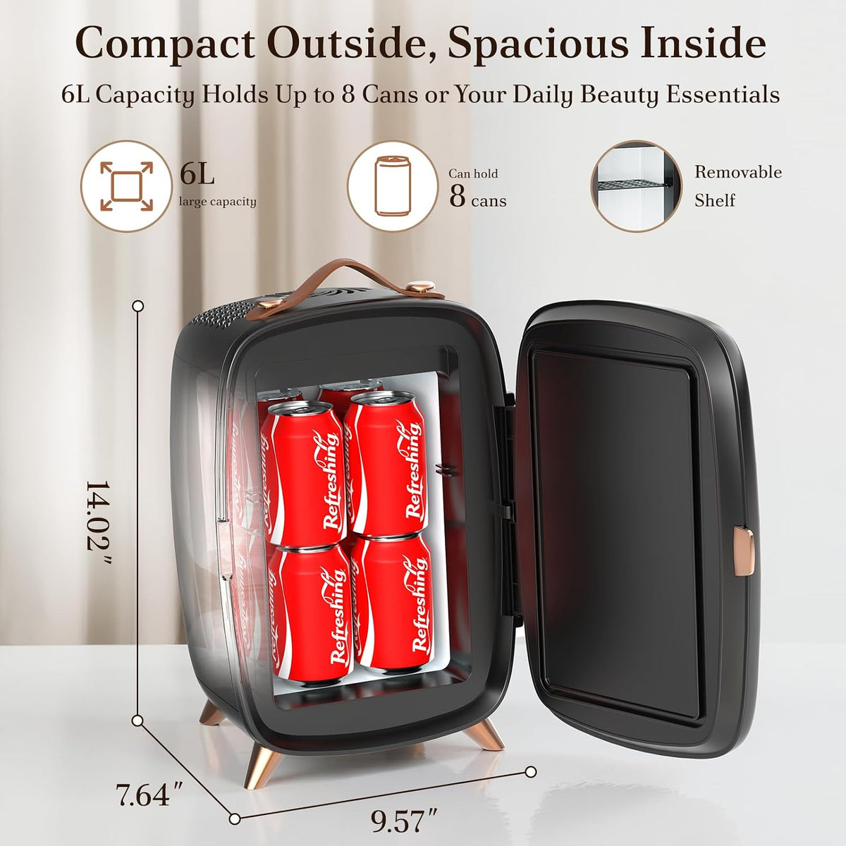 Electactic Mini refrigerador para el cuidado de la piel de 6L, mini...