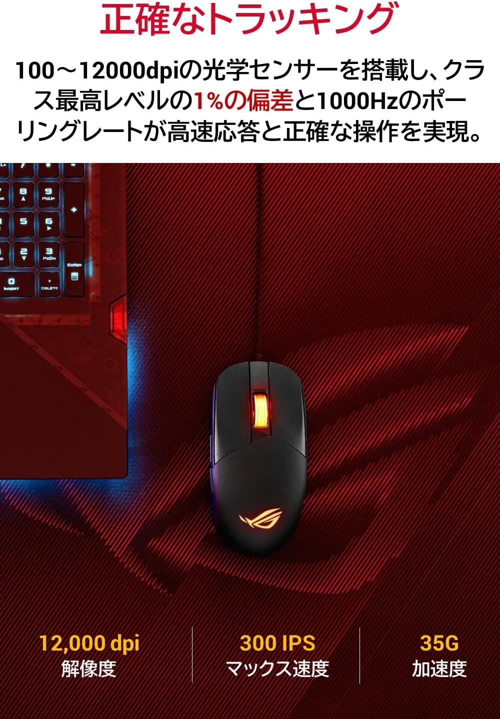 Asus ROG Strix Impact III - Ratón para juegos, semiambidiestro, con...