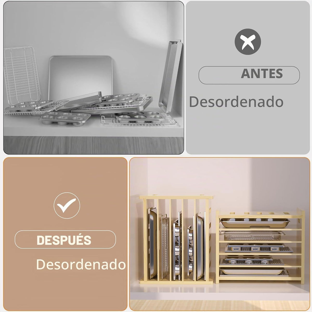 Exttlliy - Separadores de bandeja de madera de 6 niveles para armar...