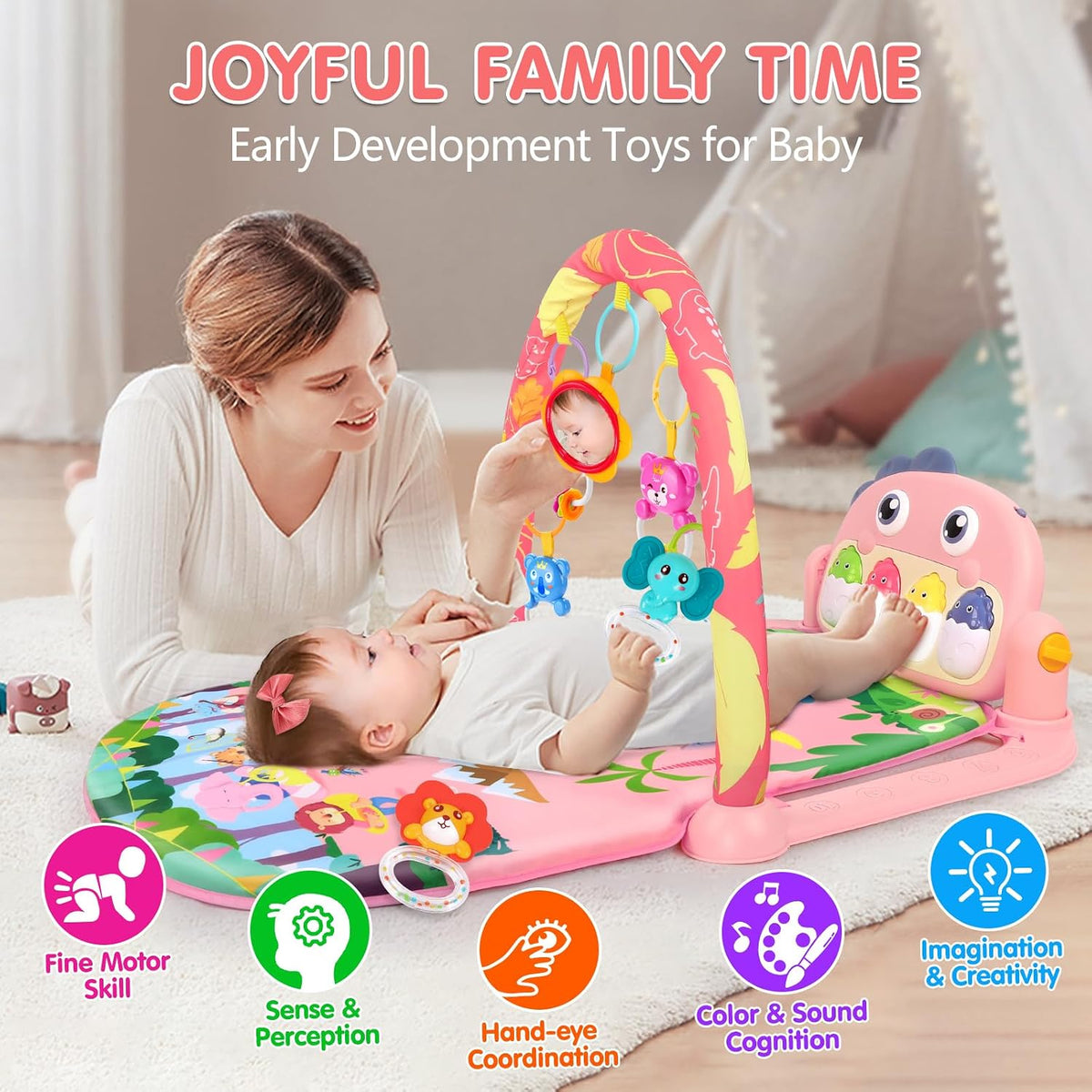 UMIKU Tapete de juego para bebés, centro de actividades para gimnas...