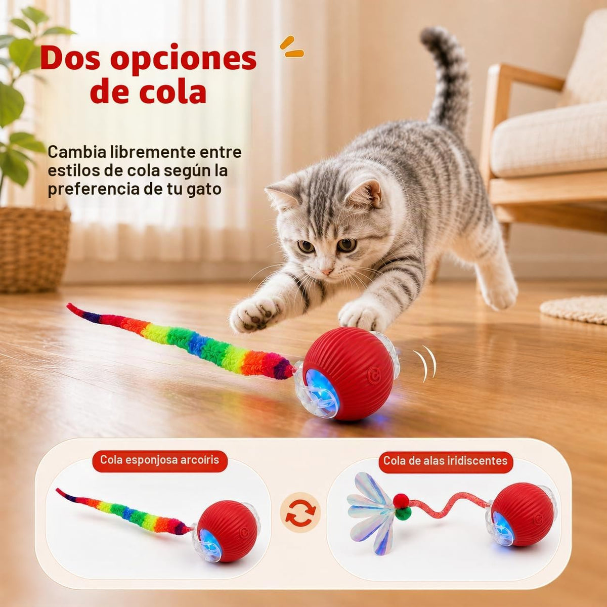 Yaruiguang Nuevo Juguete de Bola para Gatos Actualizado - Cola Rápi...