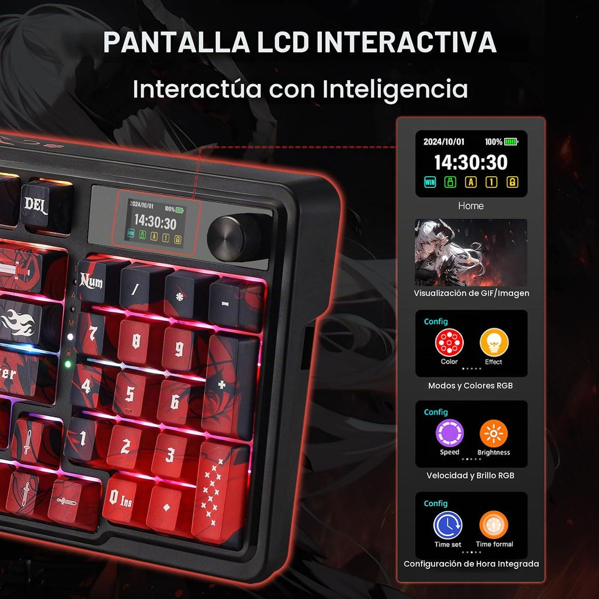 Redragon K719 PRO Teclado inalámbrico RGB para juegos, teclado de a...