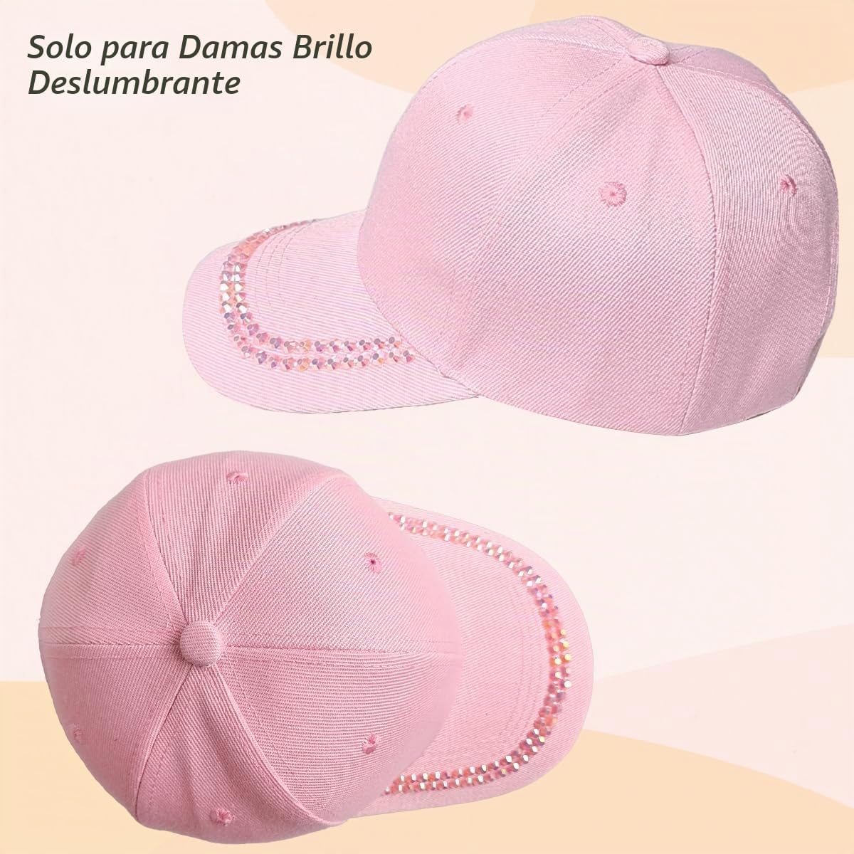BUDUBIBI Gorra de béisbol con diamantes de imitación para mujer, go...