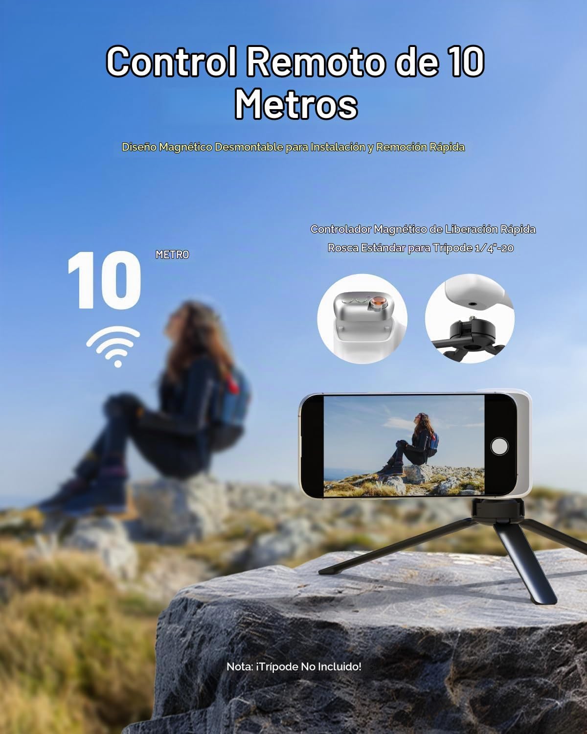 TELESIN Fun Shot - Agarre magnético para cámara de teléfono + luz m...