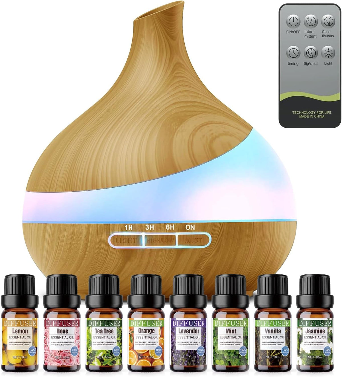 HJTHJT Difusor de aceite esencial de 16.9 fl oz para el hogar: LED...