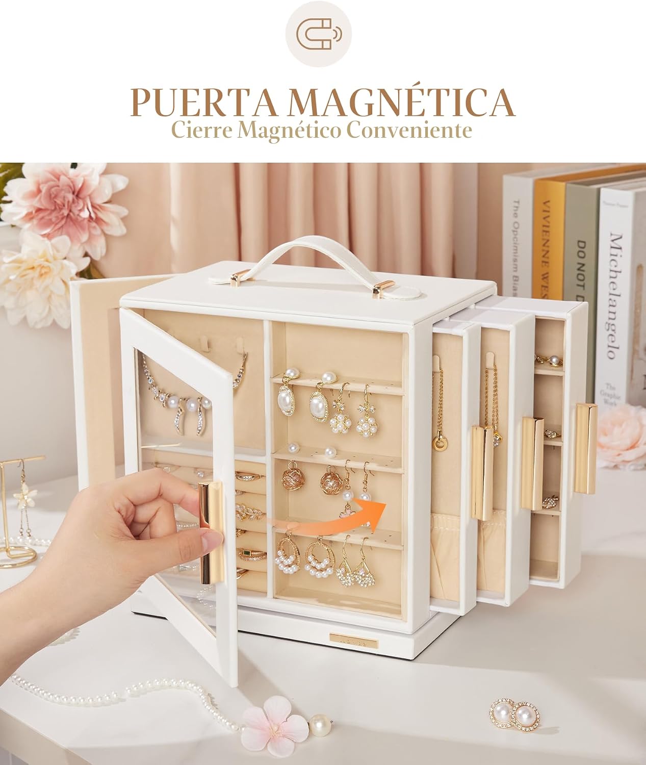 Homde - Joyero giratorio para mujer: organizador de 7 cajones con v...