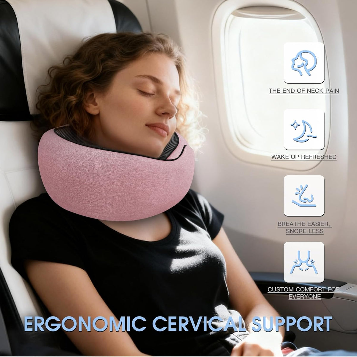 Dujuanus Almohada Cervical para Viajes en Avión de Espuma Viscoelás...