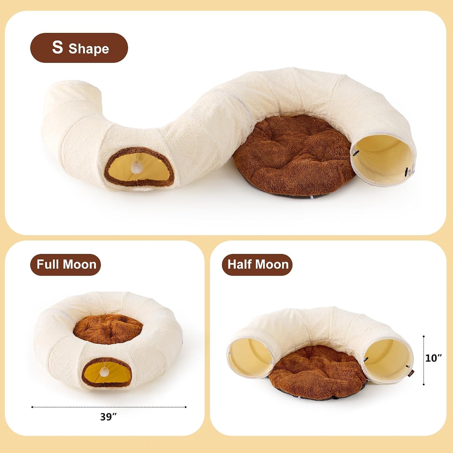 ZOMISIA Cama de túnel grande para gatos, bonita cama en forma de do...