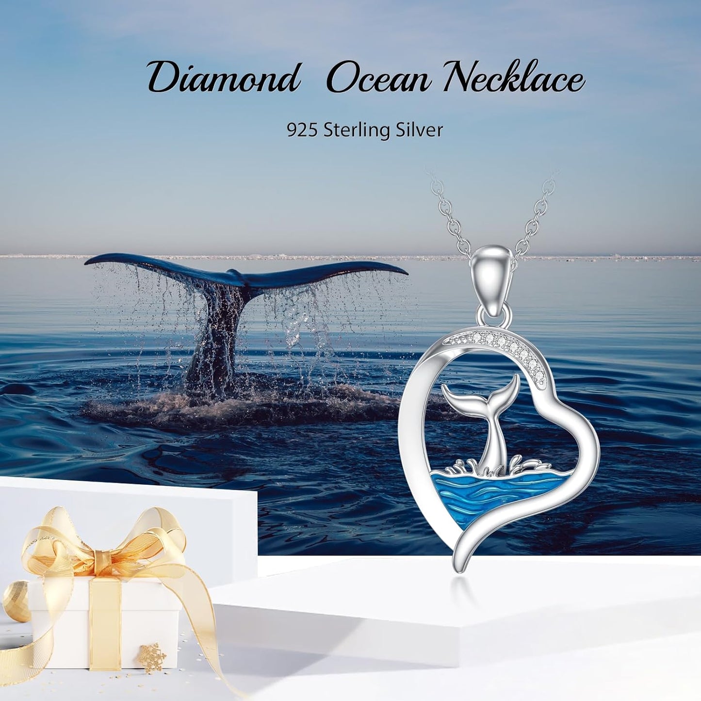 LWXIE Collar de playa de diamantes de plata de ley 925 con dije de...