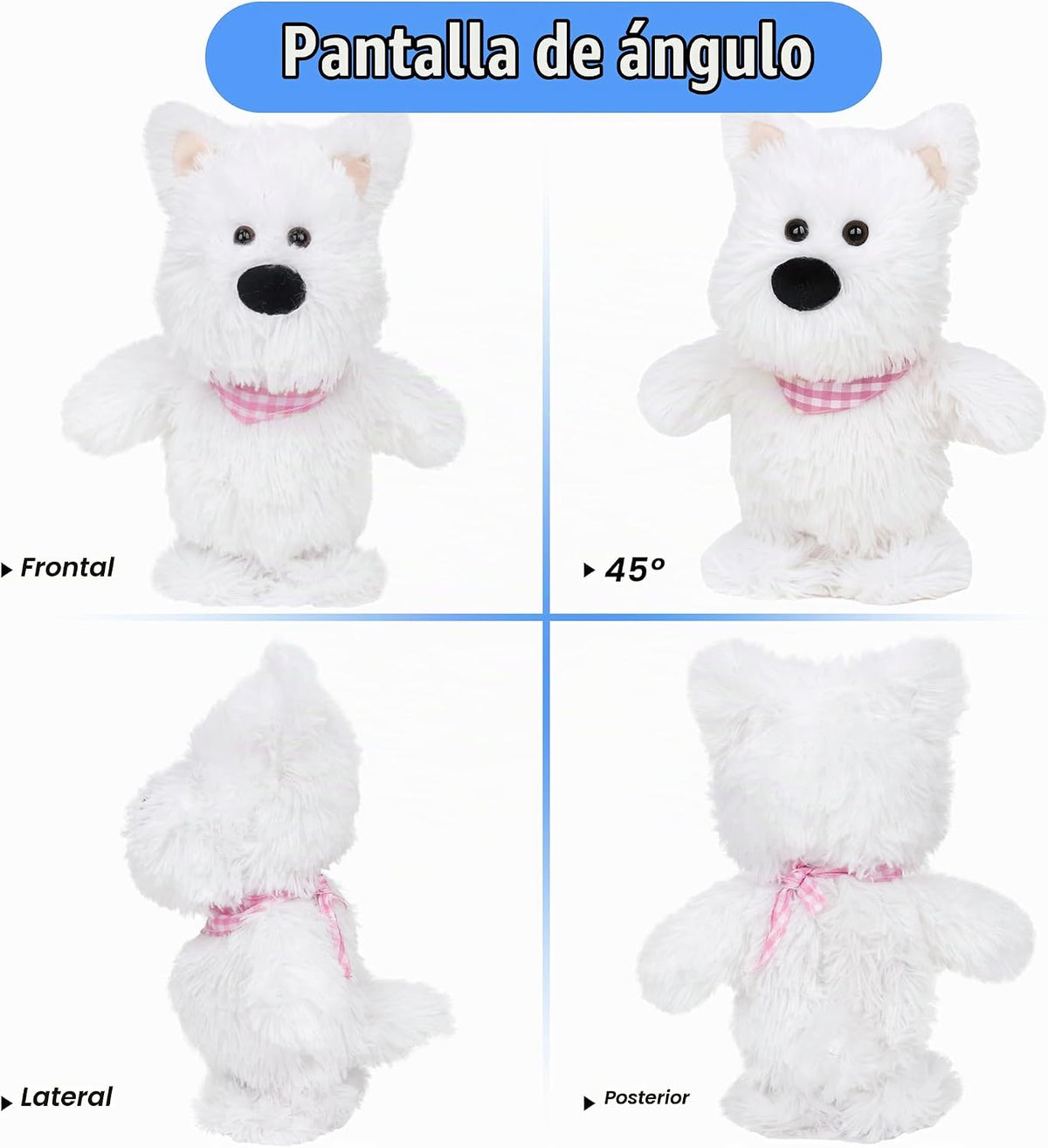 Hopearl - Perro parlante y cantante Westie con babero rosa, repite...