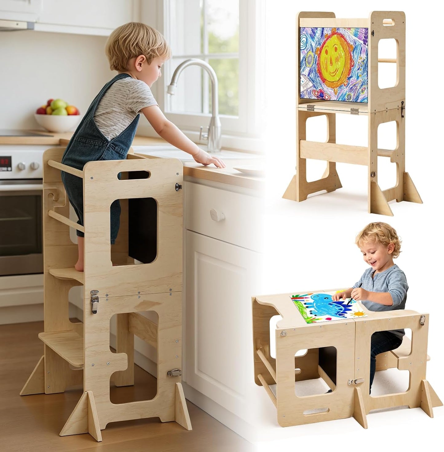 labebe Torre de pie para niños pequeños de 12M+, torre de aprendiza...