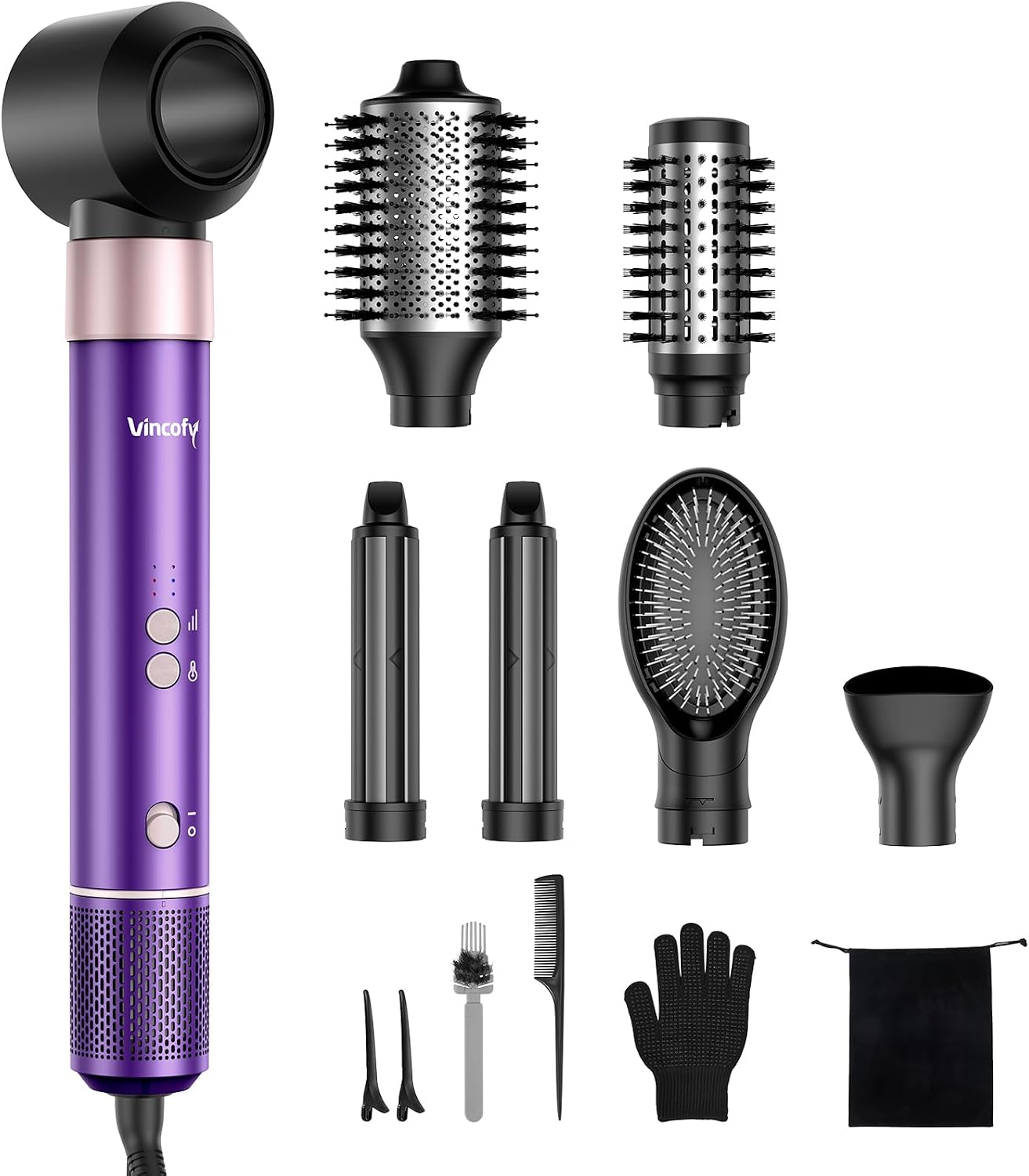 Vincofy Juego de cepillos secadores de pelo 7 en 1, cepillo secador...