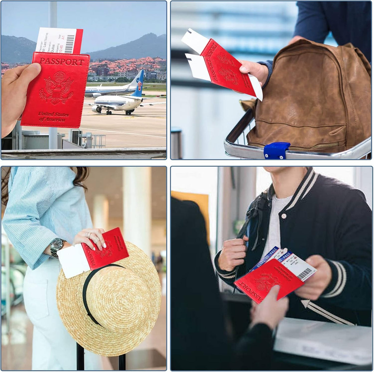 Funda para pasaporte tipo cartera con bloqueo RFID, tarjetero de cu...