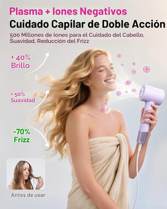 Zibtes - Secador de pelo de alta velocidad con difusor, secador ión...