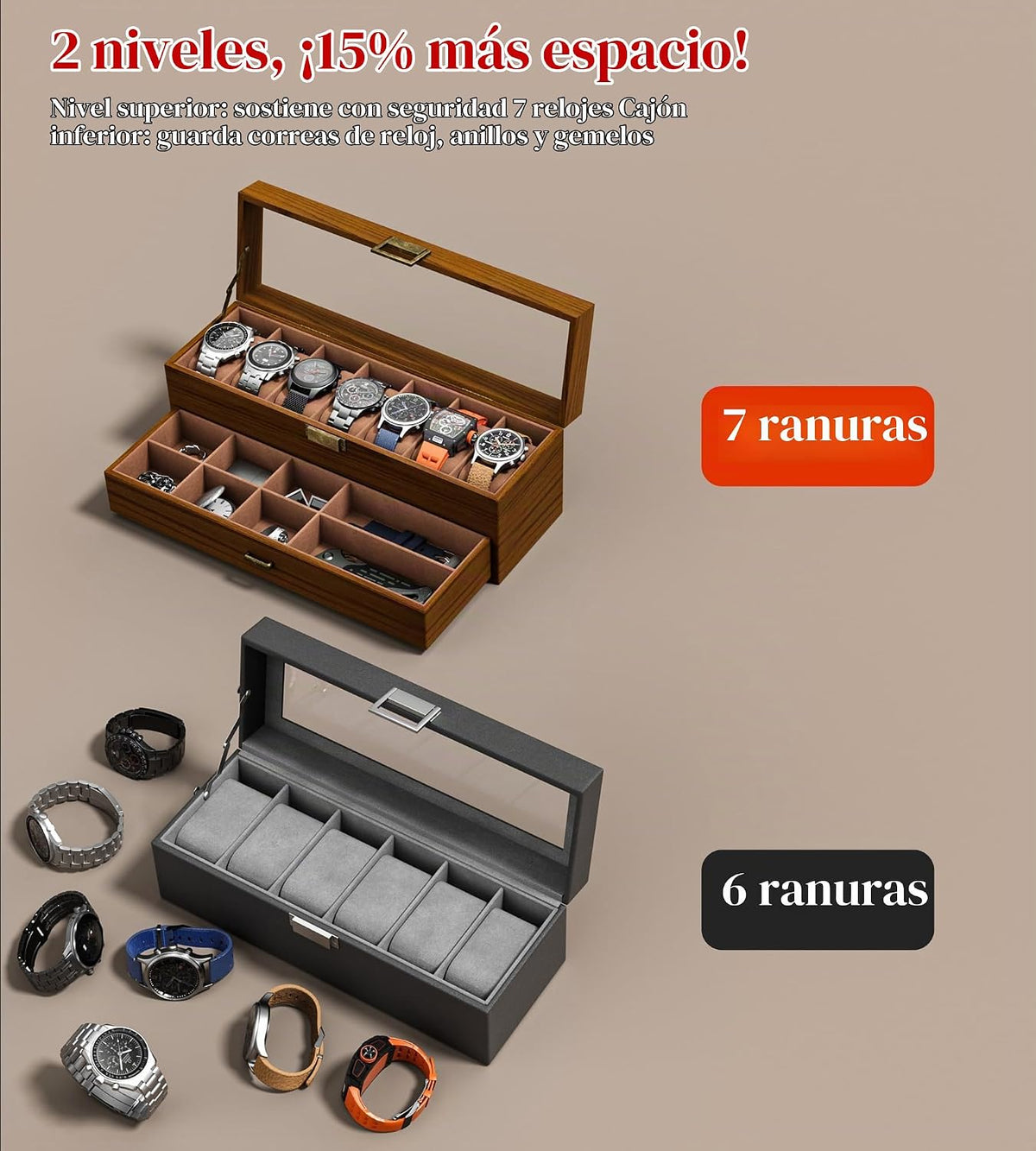 sensok Caja de reloj para hombre, marco ultrafino, pantalla ancha,...