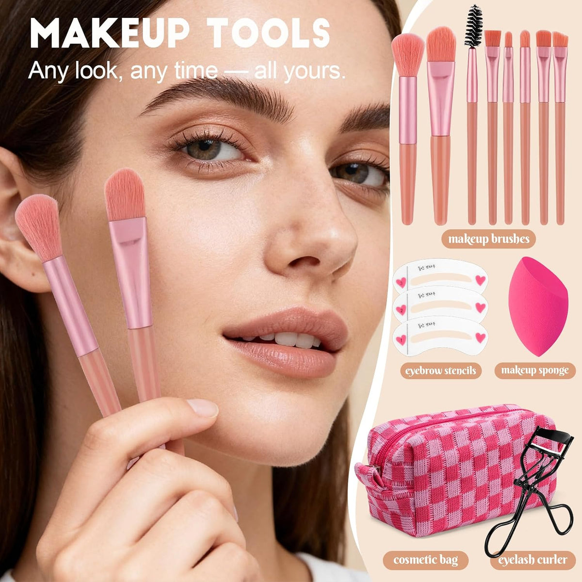 El kit de maquillaje para mujer incluye base, sombra de ojos, lápiz...