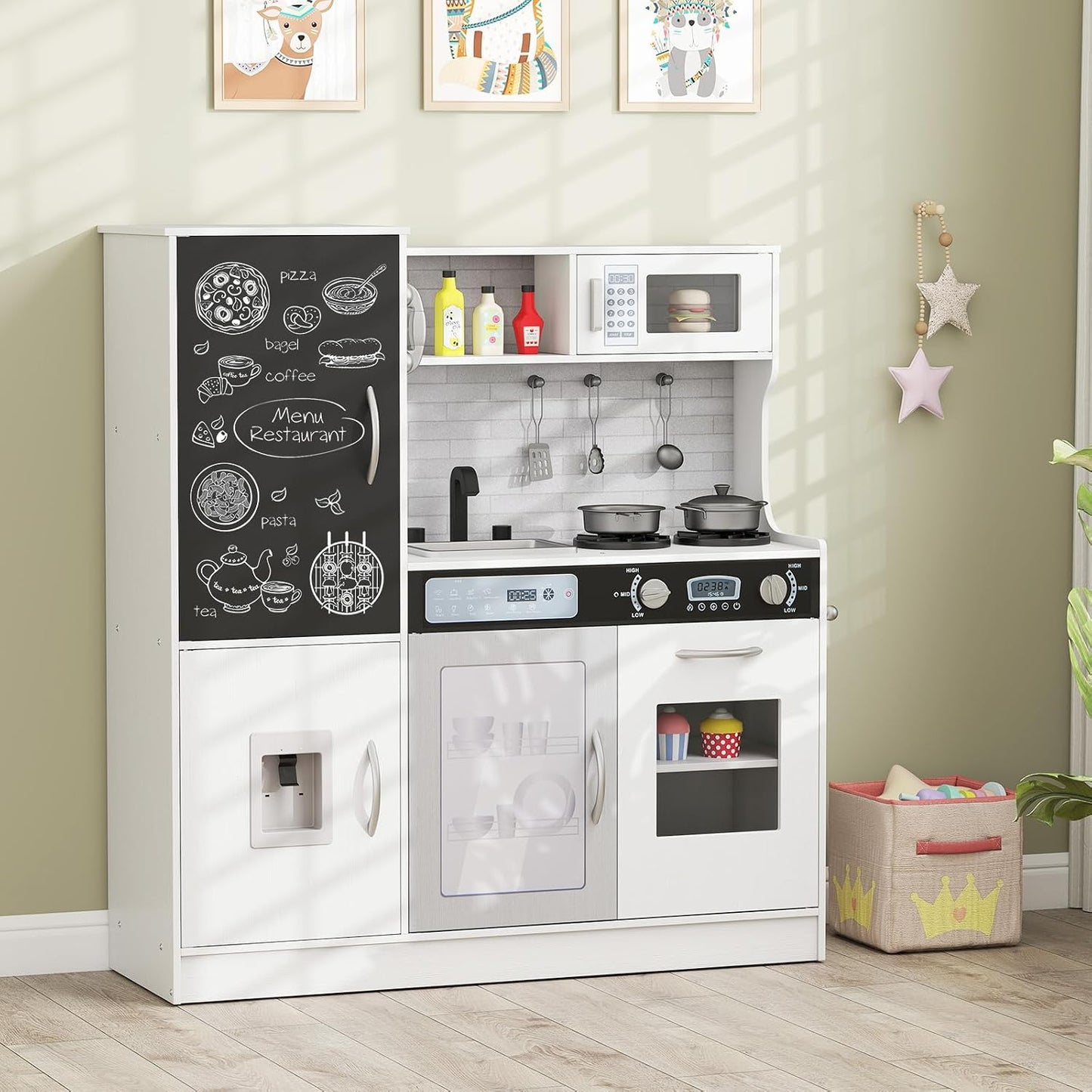 Costzon Juego de cocina para niños, gran juego de juguetes de cocin...