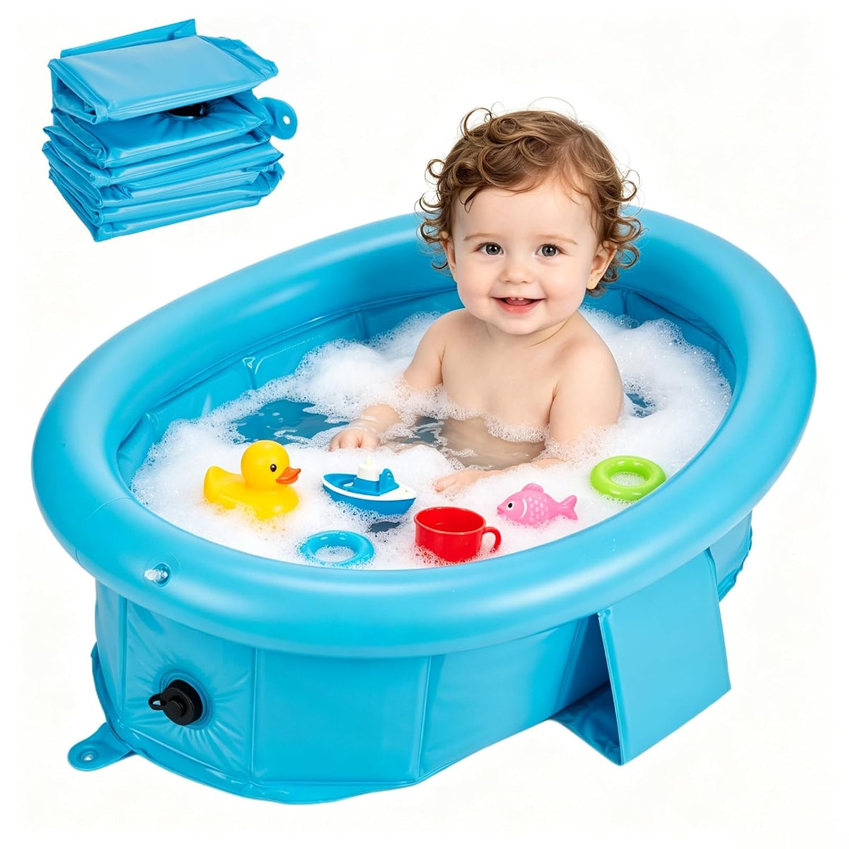 Bañera de bebé para recién nacidos hasta niños pequeños de 1 a 6 añ...