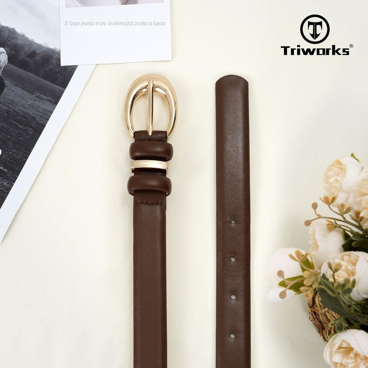 TRIWORKS Cinturón de cuero para mujer para pantalones vaqueros, de...