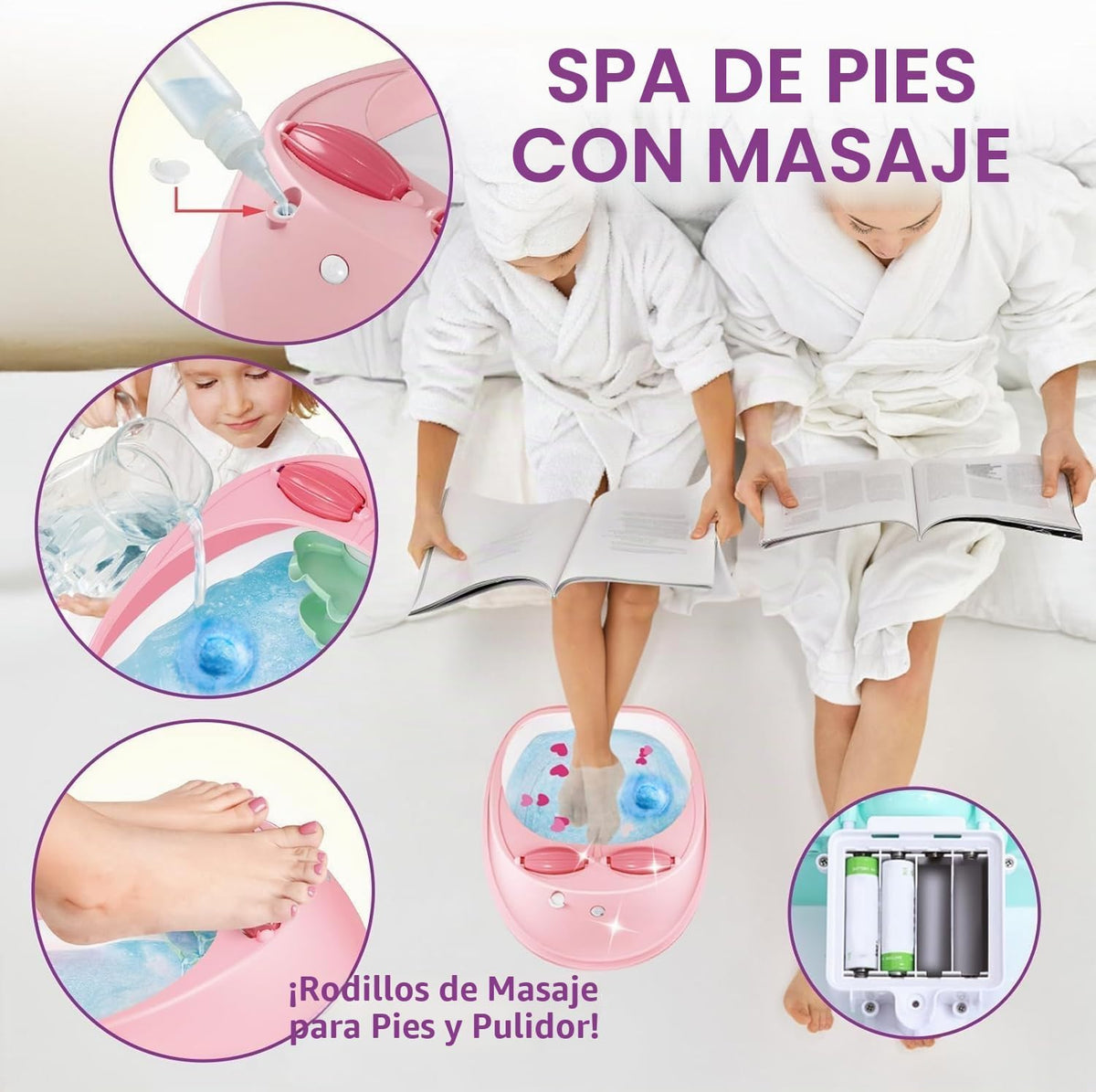 Kit de spa de pies para niñas de 6 a 12 años, juego de arte de uñas...