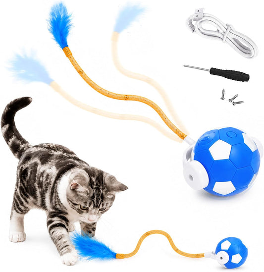 Yaruiguang Juguetes interactivos para gatos con cola de plumas, bol...