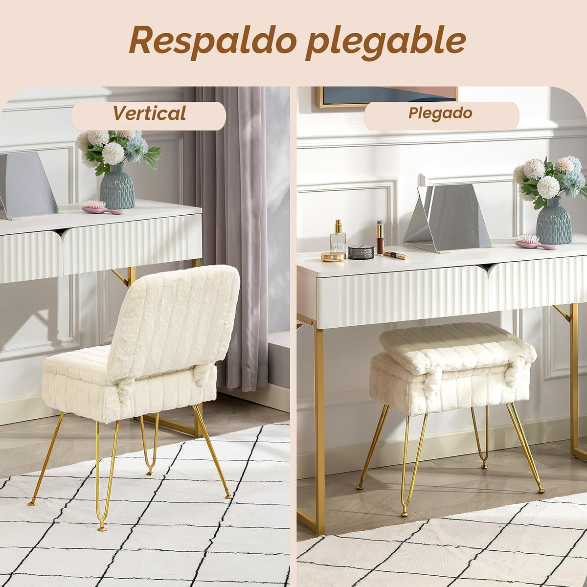 Manyday Silla de tocador con almacenamiento | Cómoda otomana con re...