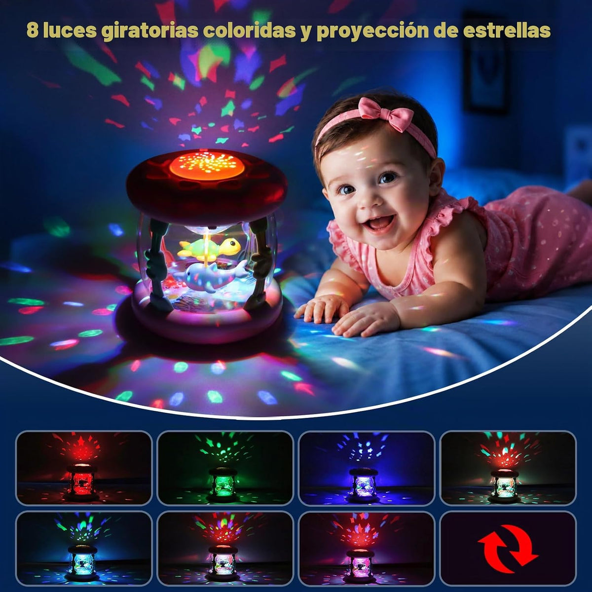 Juguetes para niñas de 0 a 6 meses: Proyector giratorio oceánico, j...