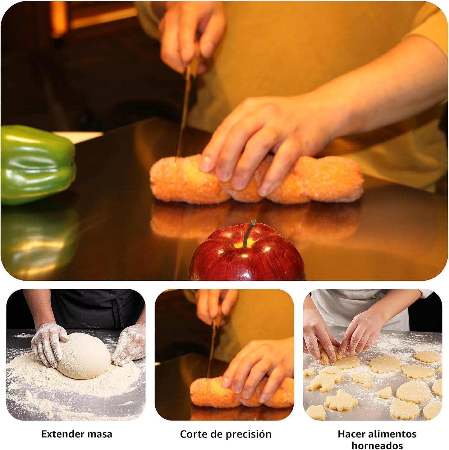 Tablas de cortar de acero inoxidable para cocina, alfombrillas de c...