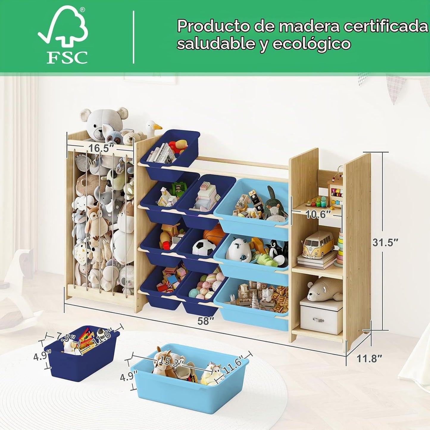 EXPERLAM Organizador de almacenamiento de juguetes 3 en 1, soporte...