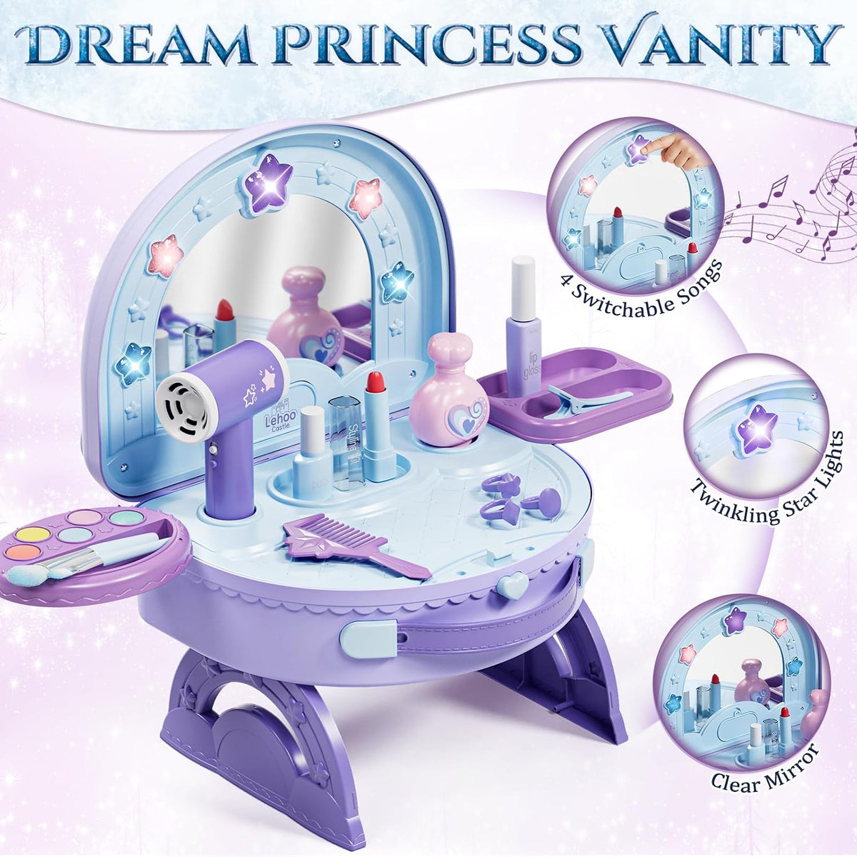 Lehoo Castle Tocador para Niñas Pequeñas con Set de Maquillaje, Toc...