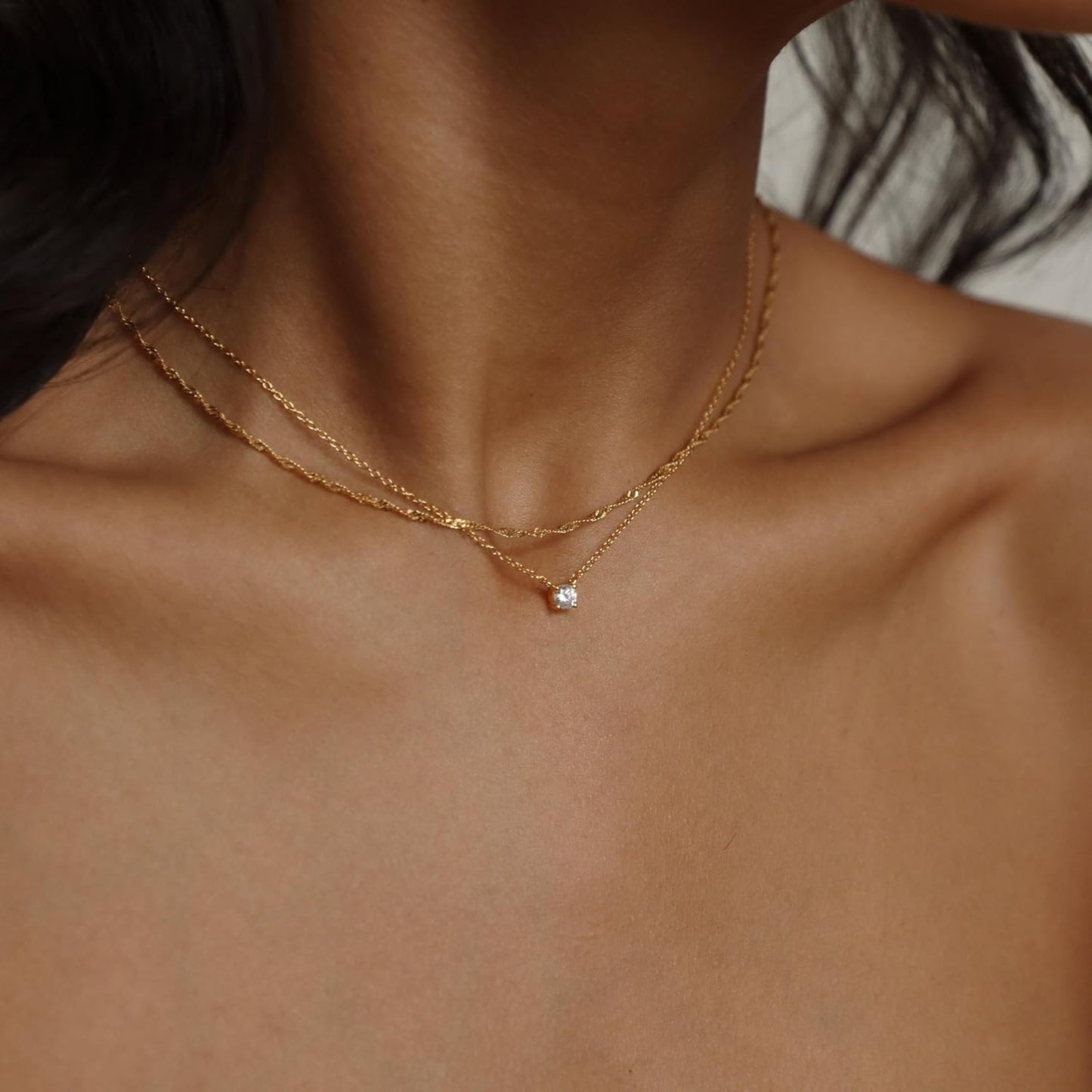 Treasure Bender Collar de oro delicado para mujer sin deslustre, co...